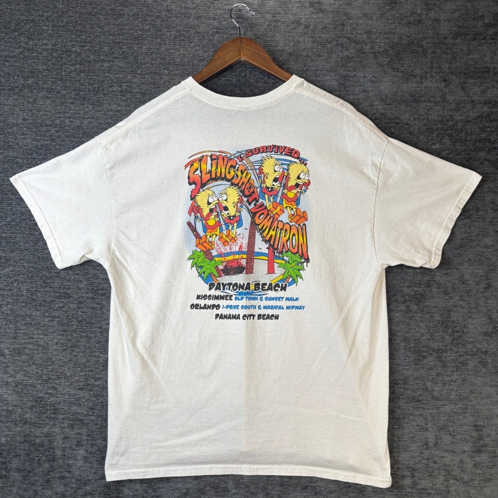 Slingshot Vomatron Simpsons Daytona Beach Florida Graphic T-Shirt White Mens XL